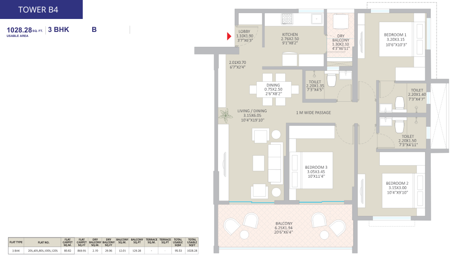 Springshire-Floor-Plan-3-BHK-1028-Sqft-Tower-B4